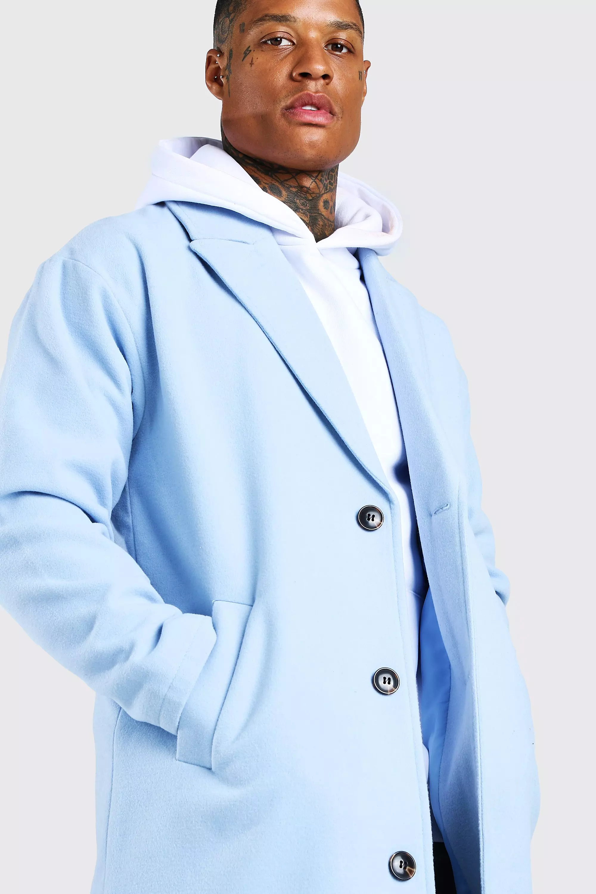 Blue overcoat men deals